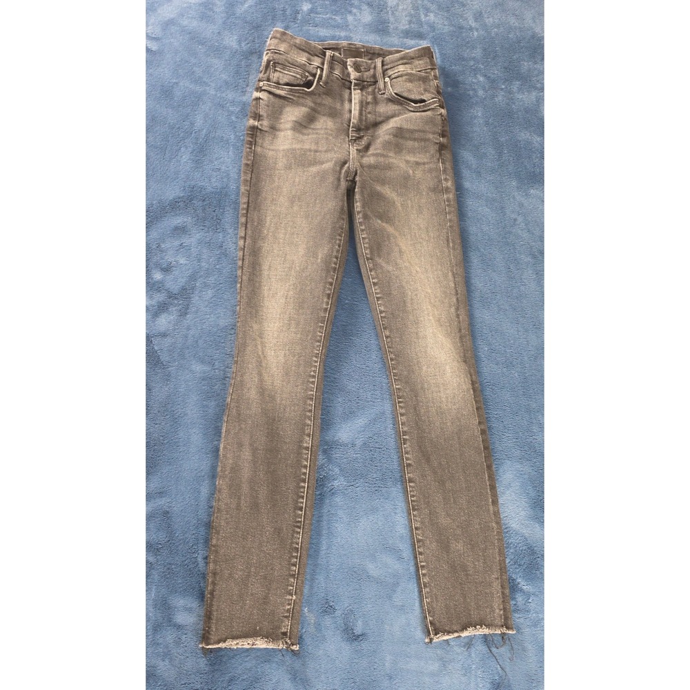 Mother High Waisted Looker Ankle Fray Jeans Night Hawk Black Size 23 1411-496